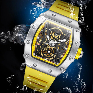 Montre automatique de luxe en acier inoxydable étanche, montre mécanique à ressort squelette - Product Image 6