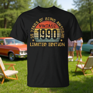 T-shirt vintage 1990, 35 ans d'incroyable réussite, édition limitée, cadeau d'anniversaire pour hommes et femmes - Product Image 3