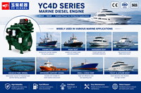 Moteur diesel marin Scdc Yuchai YC4D 4 cylindres en ligne 40kW-90kW EPA Tier2 pour bateau de pêche, bateau de travail, boîte de vitesses de propulsion marine