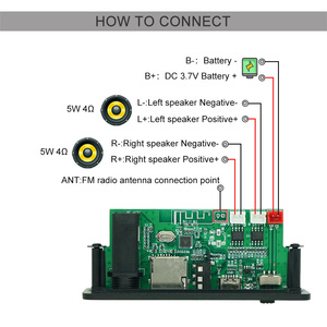 Mini REPRODUCTOR DE MP3 estéreo de 3,7 V, 5W, módulo amplificador <span class=keywords><strong>Bluetooth</strong></span>, placa de altavoz <span class=keywords><strong>Bluetooth</strong></span>, recarga tipo C - Product Image 2
