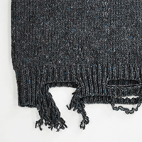 AiNear Vente en gros de logo personnalisé Oem & Odm Pull-over en tricot de coton à manches longues et col rond surdimensionné déchiré noir pour hommes