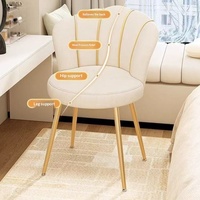 Chaise de maquillage en métal, confortable pour une longue assise, avec dossier simple, tabouret de manucure de luxe léger pour chambre à coucher et coiffeuse