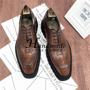 รองเท้าหนังผู้ชายแบบเปิดนิ้วเท้า สไตล์ลำลองทางธุรกิจ ประดับมุก แบบอังกฤษ ทรงอ็อกซ์ฟอร์ด พื้นหนา เพิ่มความสูง - Product Image 6