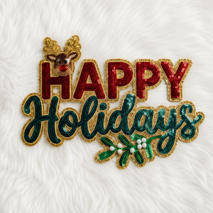 Parches Termoadhesivos Personalizados de Lentejuelas con Diseño Navideño, Letras Bordadas con Purpurina para Ropa y Gorras, Tela de Sarga - Product Image 3