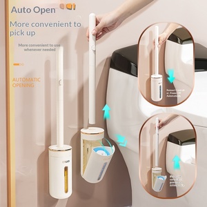 <span class=keywords><strong>Brosse</strong></span> <span class=keywords><strong>WC</strong></span> murale jetable <span class=keywords><strong>à</strong></span> manche long en plastique avec tête de rechange en éponge, conception sans angle mort pour salle de bain - Product Image 3
