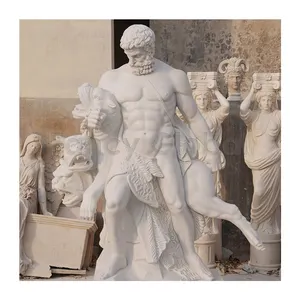 Handsnijwerk Marmer Romeins Oud Grieks Standbeeld Hercules Sculptuur