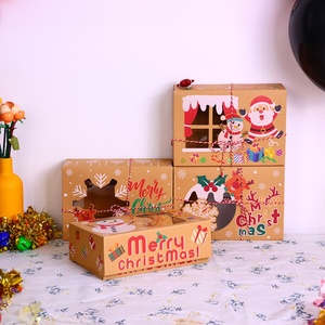 PVC Window Christmas Candy Biscuit Kraft Paper Gift <b>Box</b> Set of 4PCS - Product Image 3