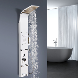 Luxury Dual-Handle Bathroom <strong>Shower</strong> Panel Waterfall Rainfall Massage Jets Brushed Surface Spout <strong>Shower</strong> <strong>Control</strong> for Apartments - Product Image 5