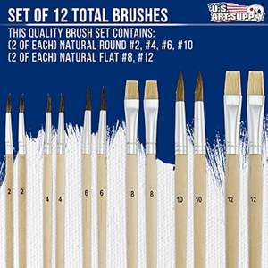 طقم فرش تلوين للفنانين مكونة من 12 قطعة مع لوحة طلاء خشبية 9 بوصة × 12 بوصة - Product Image 3