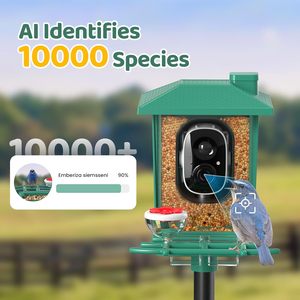 Comedero para Pájaros con Cámara Solar para Exteriores con Reconocimiento IA - Cámara <span class=keywords><strong>de</strong></span> Video en Vivo 2K HD para Pájaros Silvestres, Decoración <span class=keywords><strong>de</strong></span> Jardín - Product Image 3