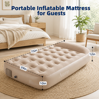 Matelas Gonflable Portable Double Grand Format avec Pompe Intégrée pour Camping en Extérieur, Couchage d'Invité et Voyage