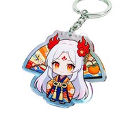 Adorable porte-clés double face en acrylique avec personnage d'anime Chibi, breloque en métal pour fans d'anime, décoration de sac à dos