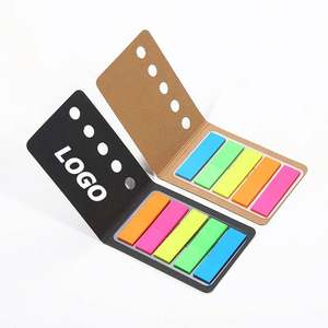 Custom PET 5 Tab Kraft <b>Sticky</b> <b>Notes</b> with Neon Page Flags, Creative Index Tabs for Office School Promotional Gifts - Product Image 1