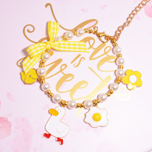 Collar para Mascotas con Lazo de Pato y Perlas, Accesorios de Dibujos Animados para Perros y Gatos - Product Image 5