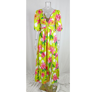 <span class=keywords><strong>2025</strong></span> mùa hè mới của phụ nữ mặc v-cổ <span class=keywords><strong>maxi</strong></span> dài ăn mặc cổ điển in Mô hình cao eo chia dài ăn mặc - Product Image 6