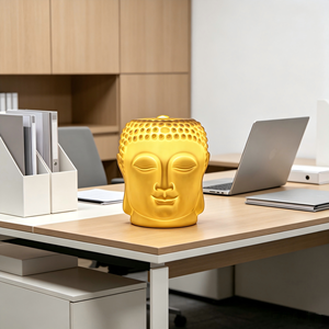 <span class=keywords><strong>Lampada</strong></span> LED a Forma di Testa di Buddha in Porcellana Traslucida, Luce Calda per Meditazione, Decorazione Zen per la Casa, Diffusore di Aromi - Product Image 5