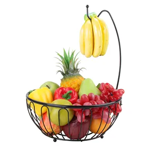 Nouveaux produits de vente chaude corbeille de fruits en fer avec cintre banane paniers de fruits en métal en treillis métallique