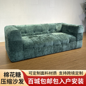 Marshmallow Compressed <b>Sofa</b> <b>Sponge</b> Fill Tufted Design Corduroy Fabric Extra Soft L-Shaped Multi Person Bean Bag <b>Sofa</b> - Product Image 5
