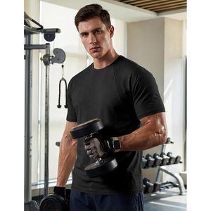 FOXA <b>Mens</b> T-Shirt Short Sleeve Crewneck Quick Dry Gym Workout Shirt <b>Stretch</b> Knitted Cotton Spandex - Product Image 4