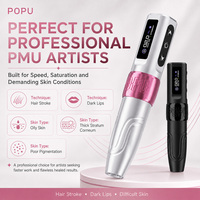 POPU Mini Diva 3.5mm Stroke Draadloze PMU Machine met Extra Batterij 2V Start-Up Permanente Make-up Pen voor Wenkbrauw Lip Tattoo