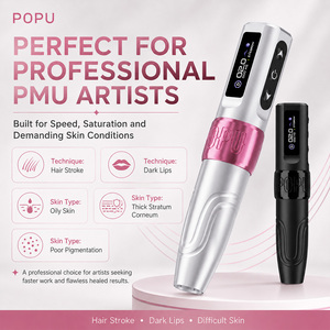 POPU Mini Diva Macchina PMU Wireless con Corsa da 3,5 mm e Batteria Extra, Penna per Trucco Permanente 2V per Tatuaggi Sopracciglia e Labbra - Product Image 4