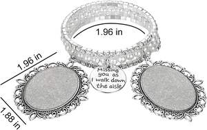 Cornice Portafoto Commemorativa da Donna <span class=keywords><strong>con</strong></span> Ciondolo a Medaglione e Cristallo per Sposa e Damigella d'Onore - Bracciale Portafoto per i Propri Cari - Product Image 2