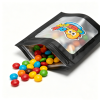 Sacs refermables en Mylar noir avec fenêtre transparente - 4,6x2,9 pouces, emballage anti-odeur et anti-humidité pour aliments, bijoux, petits articles