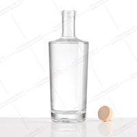 Échantillon gratuit de bouteille de vin ronde de luxe en verre pour whisky vodka vide esprit liqueur 750ml 500ml 100ml bouteille de glace avec joint en liège