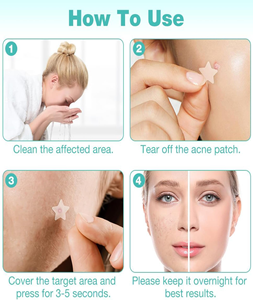 Patchs hydrocolloïdes en forme d'étoile et de cœur pour l'acné, faciles à retirer, avec bande détachable - Product Image 3