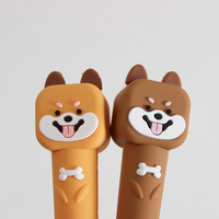 Bolígrafo de Gel O&Q Serie Animales Adorables, Lujoso y Cómodo, con Soporte de Goma, Tinta de Gel Azul con Purpurina de 0.5mm, Diseño Creativo Beardog