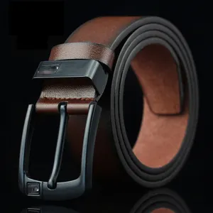 A1121 New Unisex Prong Buckle Flat PU Leather Brown Belt Durable Leisure Gift Sash Jeans Straps Business Pin Buckle Soft Belts