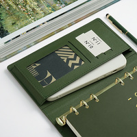 Cuaderno A5 y Juego de Bolígrafos con Logotipo Personalizado para Oficina, Carpeta de Anillas de Cuero PU, Hojas Sueltas, Diario Bonito para Chicas y Mujeres, Papelería