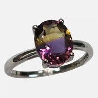 Ametrine Naturelle Biocouleur Doublet de Quartz Taille Ovale Style Nautique Bijou de Déclaration Certifié par un tiers Haute Qualité Cadeau