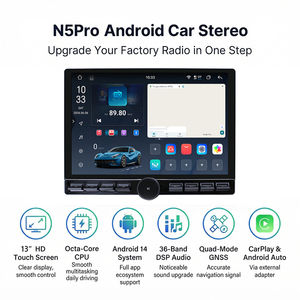 วิทยุติดรถยนต์ LODARK N5Pro 13 นิ้ว ปุ่มควบคุมแบบลูกบิด ระบบ Android 14, รองรับ Wireless CarPlay และ Android Auto, 4G LTE <span class=keywords><strong>5G</strong></span> WiFi 36EQ DSP ระบบนำทางในรถยนต์ - Product Image 2