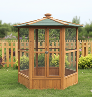 SDB004 Volière d'extérieur de luxe en bois pour oiseaux, grande, avec perchoirs, nid et habitat, conception facile à nettoyer, caractéristiques écologiques