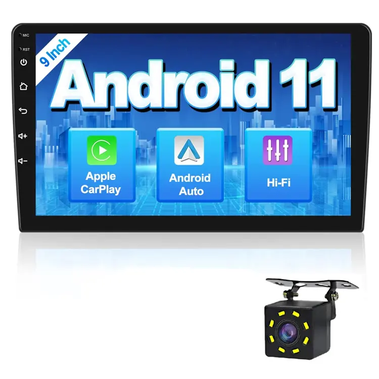 2.5D touch screen lcd car stereo 9inch 4+64g android 12 system autoradio 2 din gps android support reverse camera
