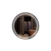 Miroir de salle de bain rond sans cadre à LED à motif de points, tactile, mural, pour vanité de salle de bain, hôtel, décoration intérieure, directement de l'usine