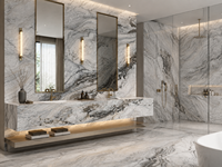 Dalles de marbre blanc et gris Siena pour îlots de cuisine, carreaux de sol, murs de salle de bain, tables basses, lavabos en pierre et panneaux décoratifs