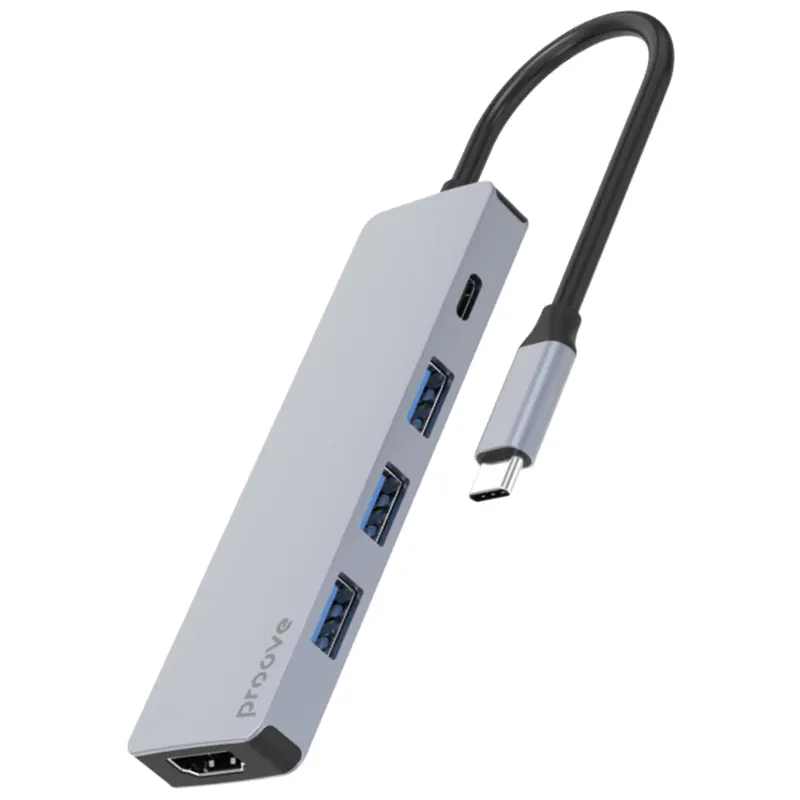 Proove Iron Link 5 in 1 HDMI Out HUB Aluminium Type-C USB3.0 HD Output 100W Multifunctional Hub