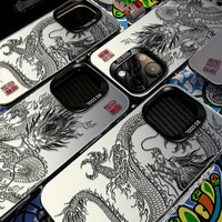 Étui de téléphone pour homme en TPU+PC mat avec motif animal, peinture UV, avec étui pour 11/12/13/14/15/16 Pro/Max, coque souple