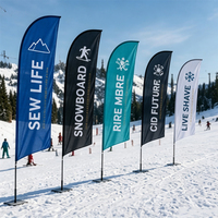 Drapeau de plage publicitaire extérieur avec sac de transport - Bannière plume portable, mât en fibre de verre, logo personnalisé pour la promotion d'entreprise