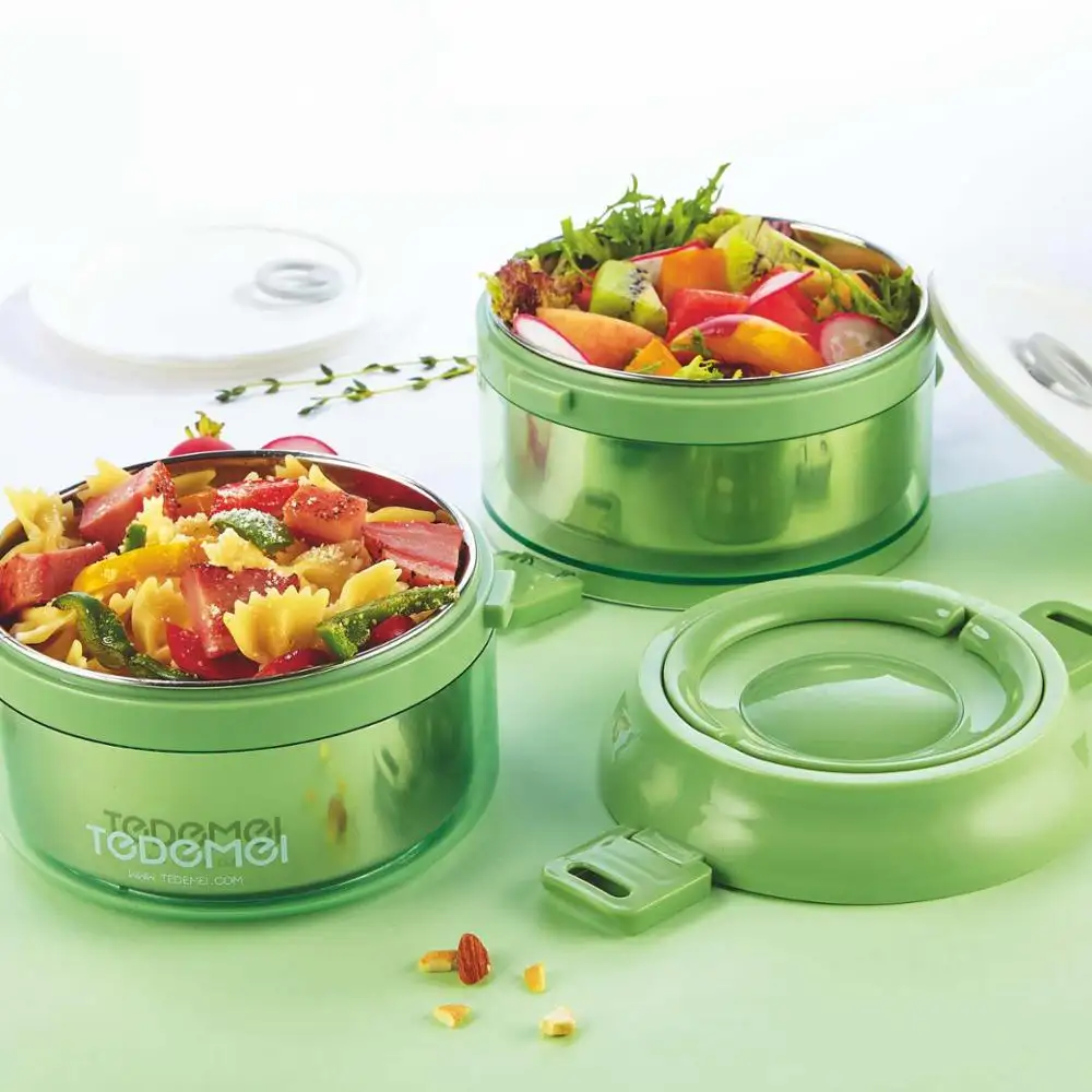 Nieuwe Homio Tedemei 6584 Plastic Buiten Draagbare 850Ml Bpa Gratis Sloten Lekvrije Roestvrij Staal Binnenste Student Bento lunchbox