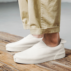 Nouvelles baskets décontractées classiques basses en toile blanches vulcanisées pour hommes, personnalisables avec logo, style mocassin tendance - Product Image 4