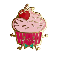 Oeuvre gratuite métal poli émail dur finition épinglettes crème glacée au chocolat cerise Cupcakes papeterie boutique épingles en gros