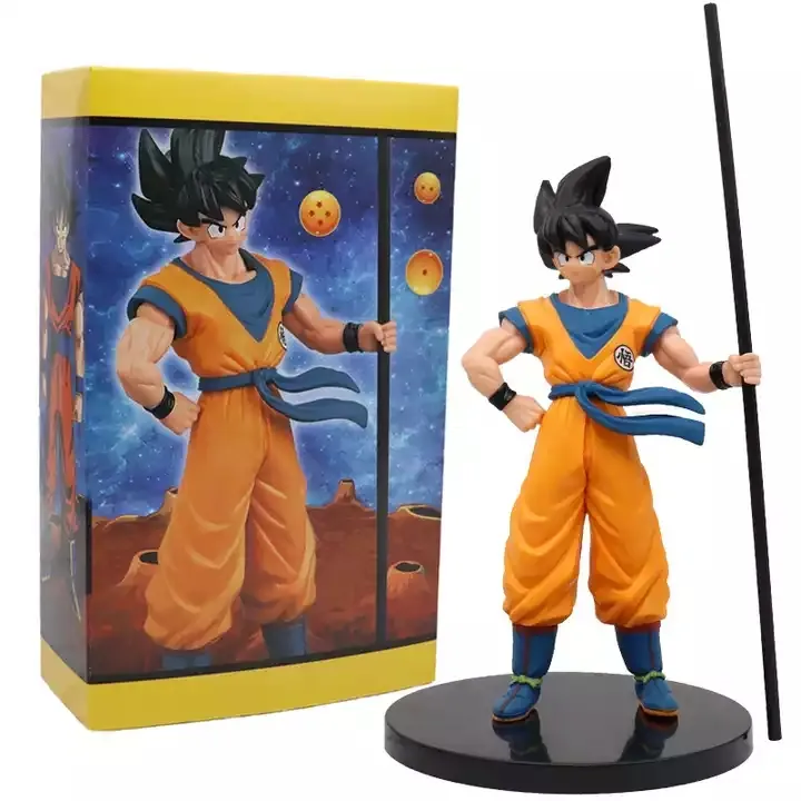 Anime Dragon Z ball 22cm Goku with stick figurine PVC resin Model Toy action Figures for Anime Fans