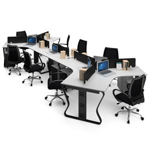 Staff Tables/ Work <strong>Desks</strong> Shape Desktop Partition Office Modular Clerk Workstation 120 Degree L Minimalist Special Modern Wooden - Product Image 4