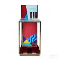 Présentoir de Luxe pour Soins de la Peau et Parfums avec Éclairage LED Intégré – Vitrine Métallique Élégante pour Boutiques et Comptoirs de Marques
