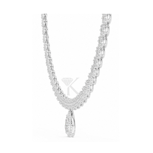 Collar de tenis con diamantes en racimo de oro macizo de 14K, gargantilla con forma de pera, halo nupcial de diamantes cultivados en laboratorio, collar de joyería fina llamativo - Product Image 4