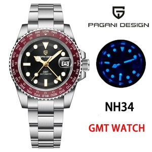 Montre mécanique pour homme PAGANI DESIGN 1758 New Japan NH34 GMT, luxe, verre saphir, automatique, étanche, acier inoxydable. - Product Image 3