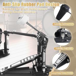 Pedal doble de acero inoxidable de alta resistencia con transmisión de cadena doble, accesorios de percusión y cabezales de batidor de 4 lados |   Batería Eléctrica - Product Image 3